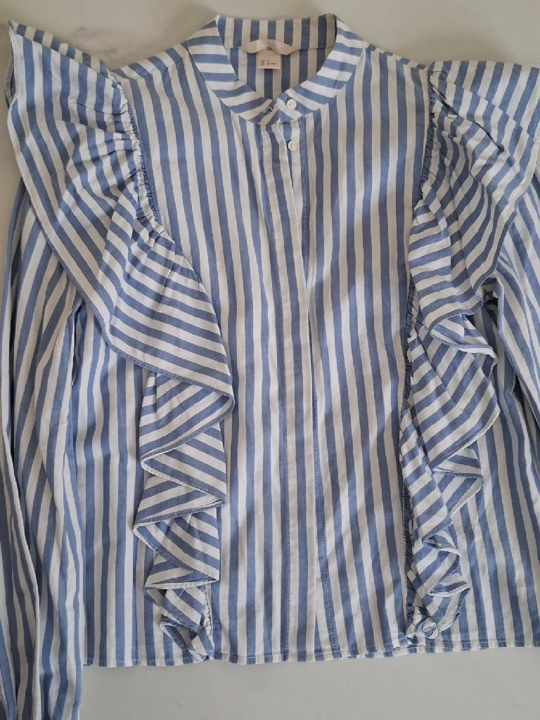 H and M Strippy Ruffle Blouse