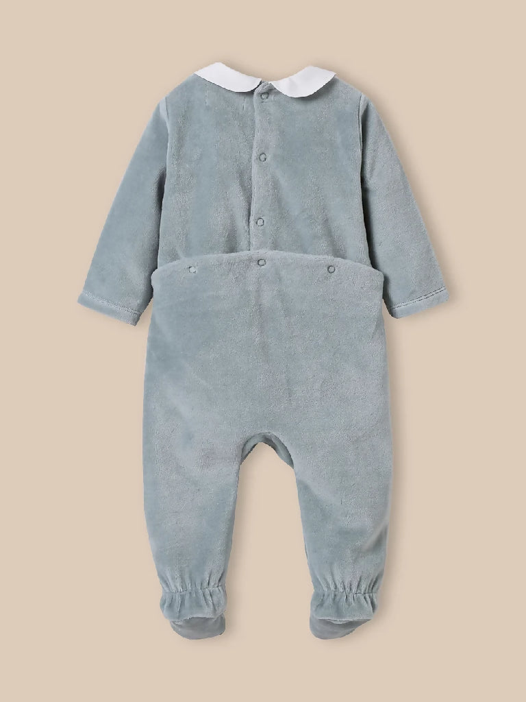 Cyrillus Baby Embroidered Velvet Sleepsuit size 0months