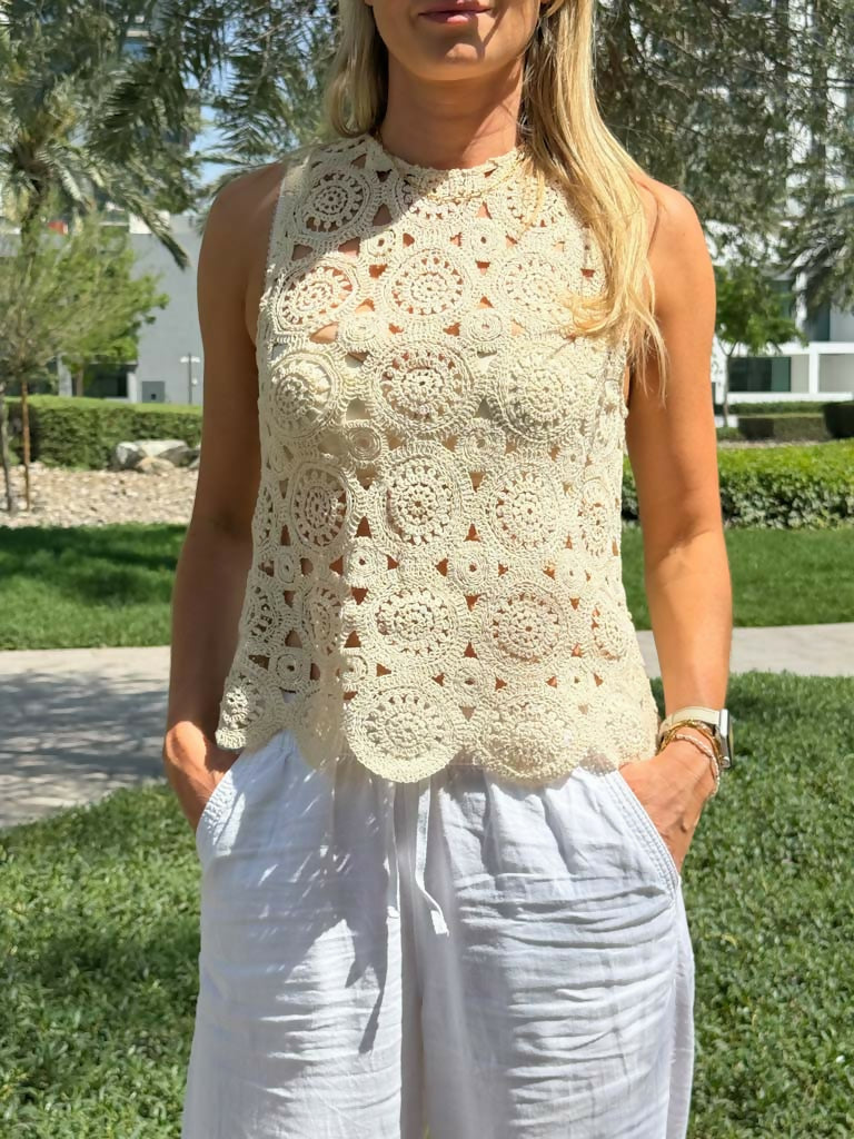 Zara Cream Crochet Top