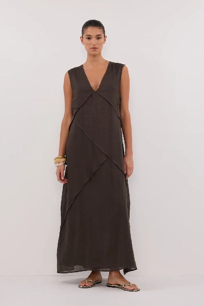 DISSH Jona Petrol Ramie Midi Dress Size 8 UK
