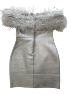 Feather Bardot Mini Dress