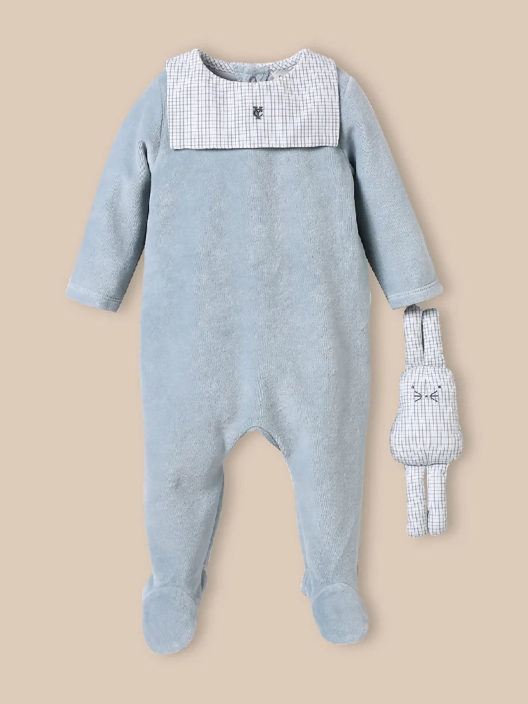 Cyrillus Baby velvet sleepsuit and cuddly toy size 1month