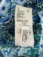Tommy Bahama Blue and Green Printed Split-Neck Silk Tunic Blouse