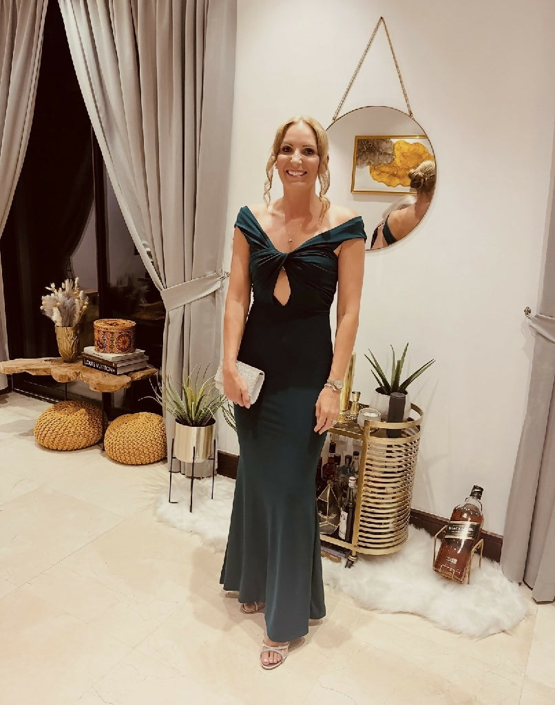 Club L glam green black tie dress size S 8 to 10