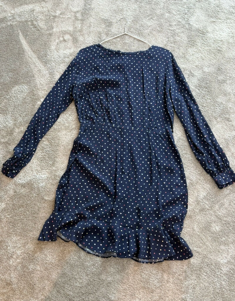 Oliver Bonas Navy dotty dress size 10