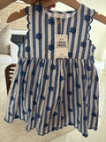 Next Blue Stripe Woven Baby Dress With Intergrated Bodysuit