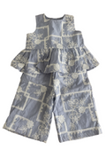 Next Blue and Ecru Embroidered Blouse and Trousers Co-ord Set 12months