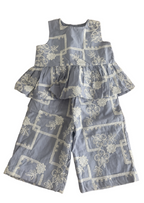 Next Blue and Ecru Embroidered Blouse and Trousers Co-ord Set 12months