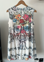 Daniel Benjamin Floral and Heart Collage Print Bubble-Hem Babydoll Dress