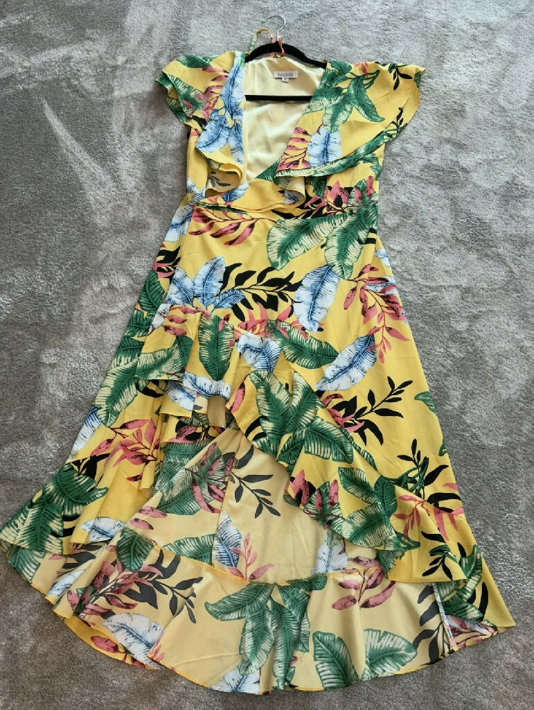 Zibilondon yellow floral summer dress size 8 to 10