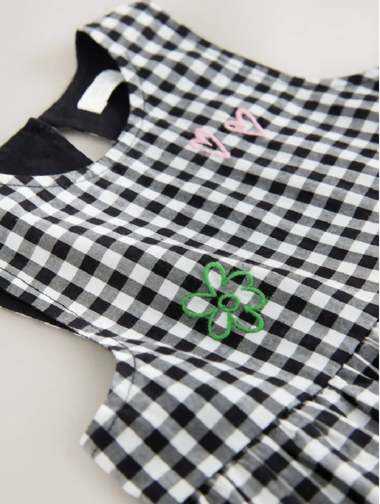 Next Black and White Gingham Sleeveless Playsuit 12months