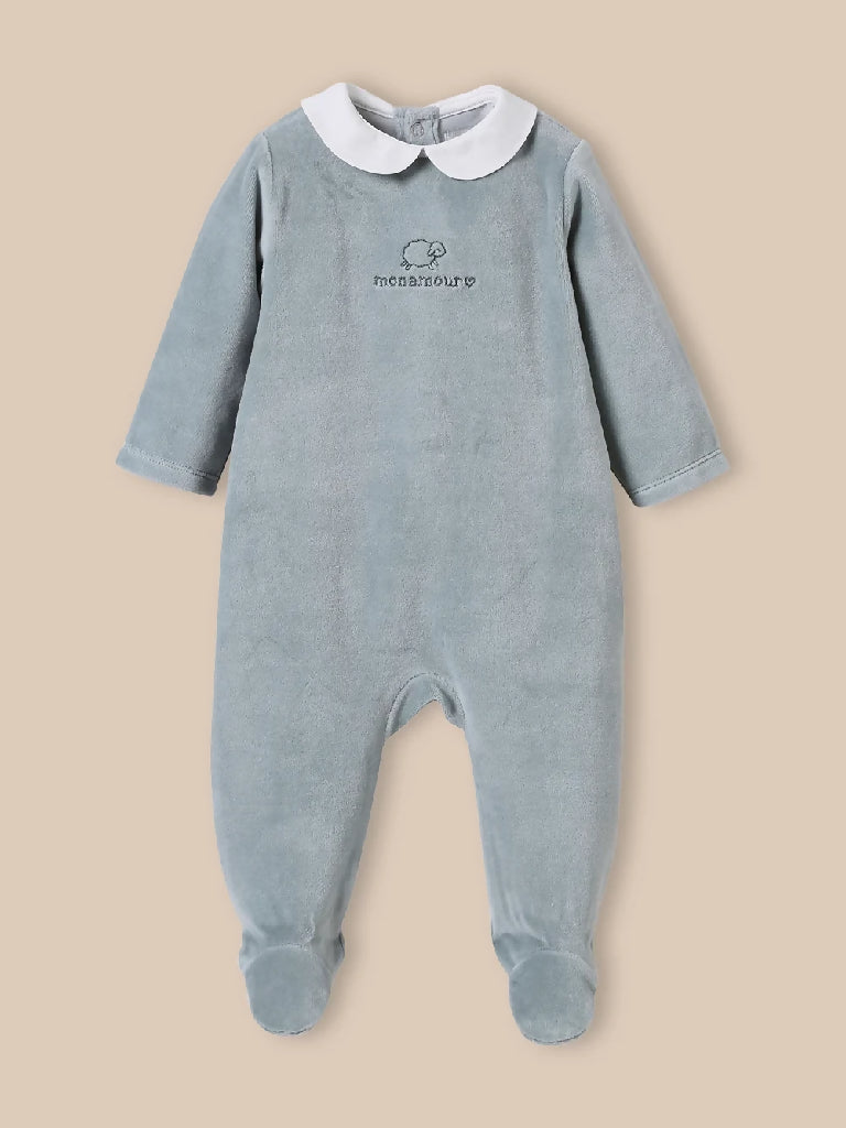 Cyrillus Baby Embroidered Velvet Sleepsuit size 0months