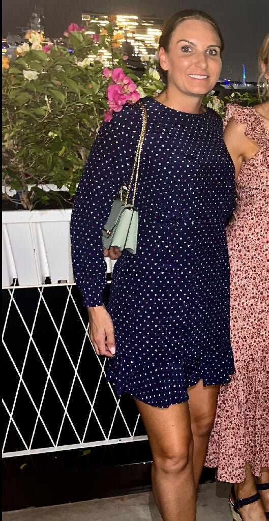 Oliver Bonas Navy dotty dress size 10