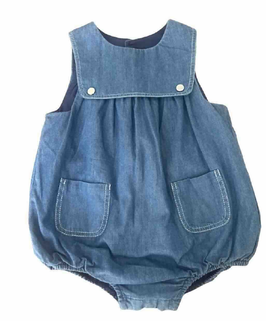 Jacadi Baby romper in lightweight denim 12months