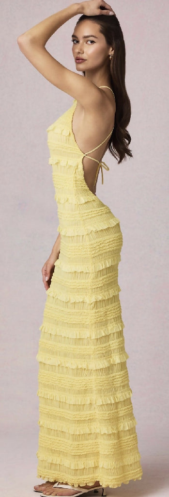 Oh Polly Tove Ruffled Backless Dress