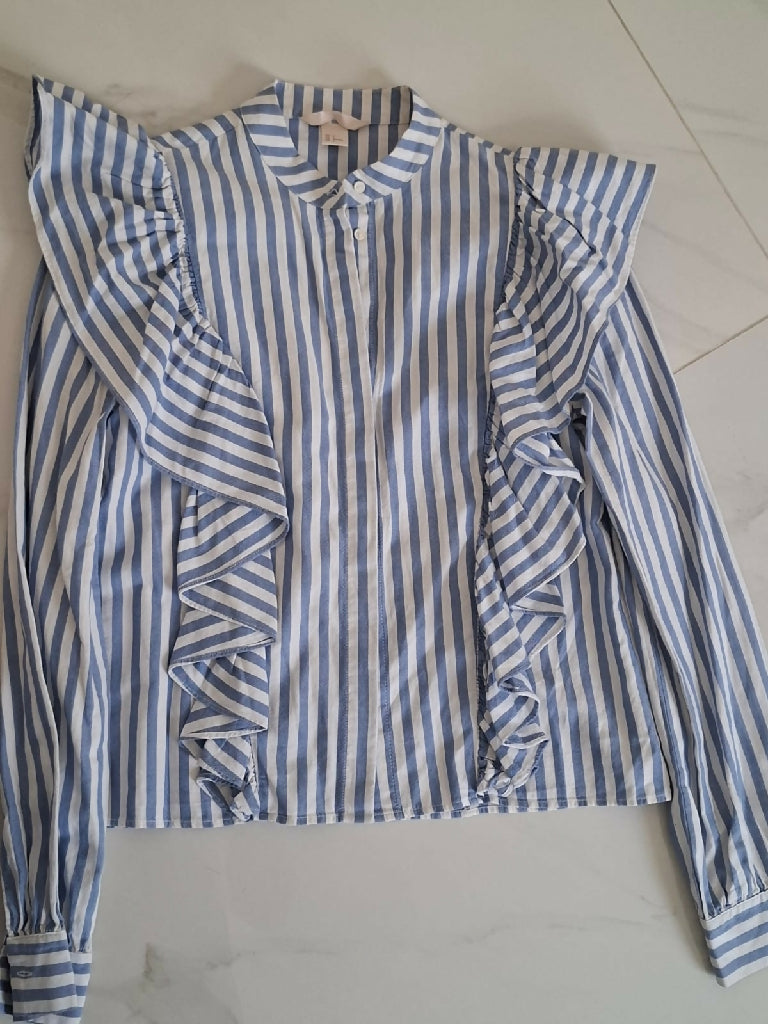 H and M Strippy Ruffle Blouse