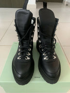 Off-White Off-White Black Leather Hiking Ankle Boots Size 38