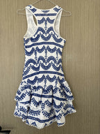 Commense White and Blue embroidered mini dress