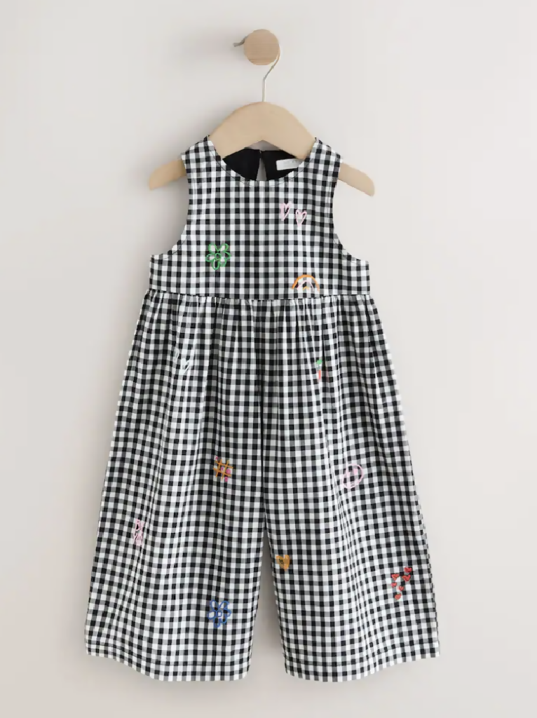Next Black and White Gingham Sleeveless Playsuit 12months