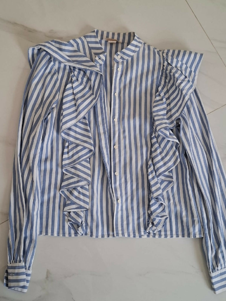 H and M Strippy Ruffle Blouse
