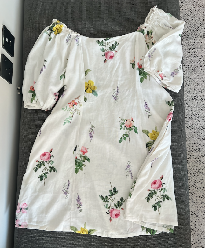 Floral Linen Knee Length Casual Dress