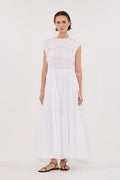DISSH Flynn White Linen Blend Midi Dress Size 8