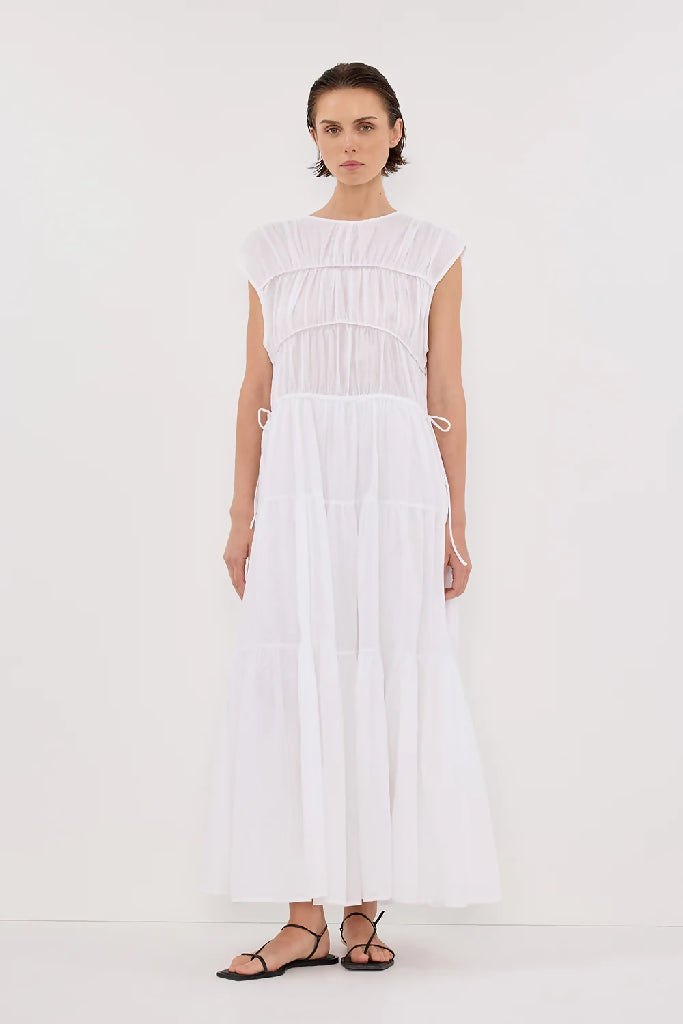 DISSH Flynn White Linen Blend Midi Dress Size 8