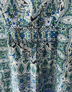 Tommy Bahama Blue and Green Printed Split-Neck Silk Tunic Blouse