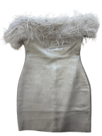 Feather Bardot Mini Dress