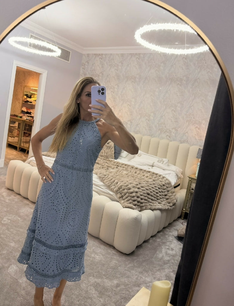 Oasis blue broderie classy dress size 8 to 10