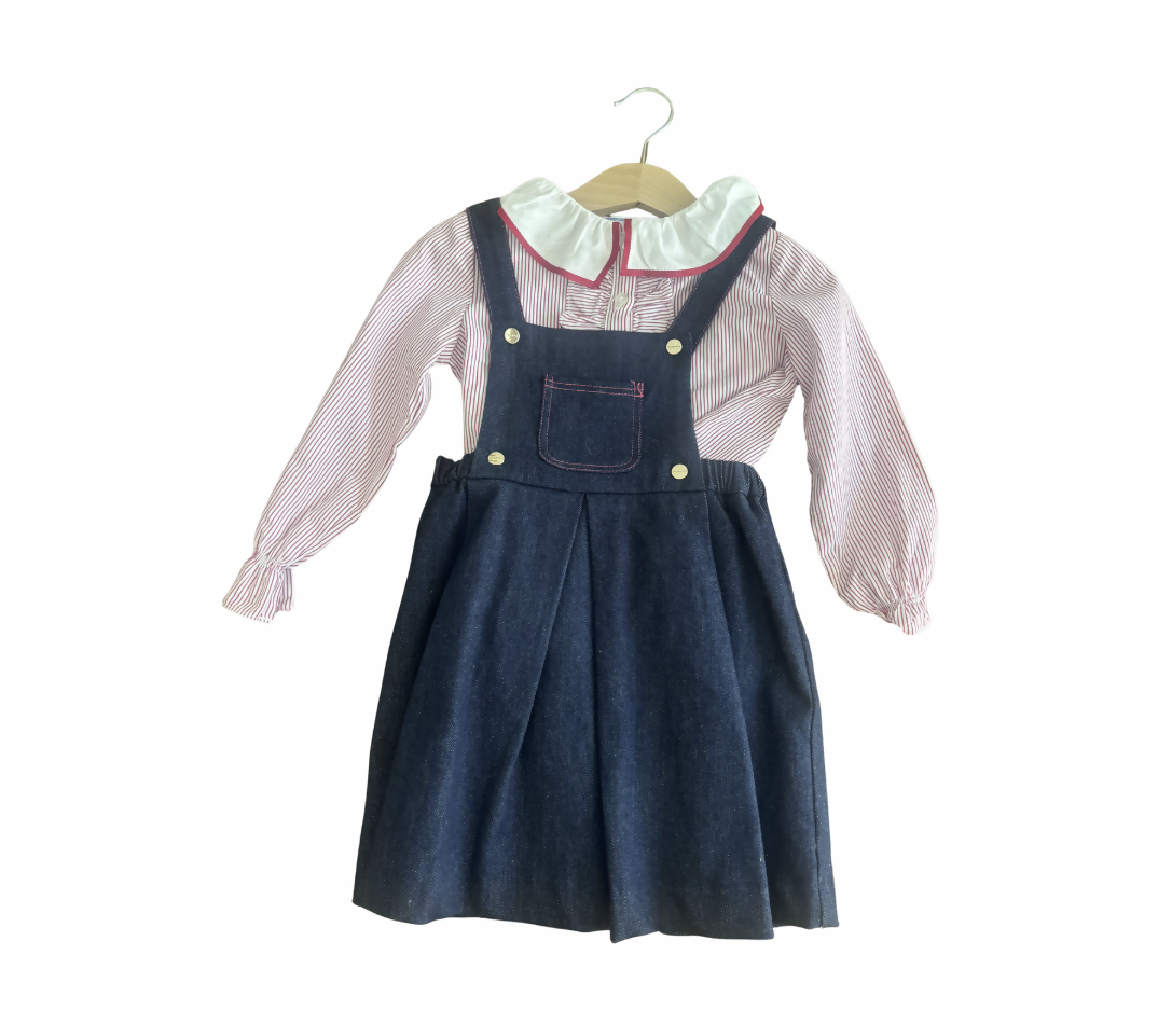 Jacadi Baby girl denim dress - denim fonce with blouse size 24months