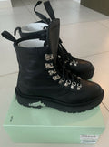 Off-White Off-White Black Leather Hiking Ankle Boots Size 38