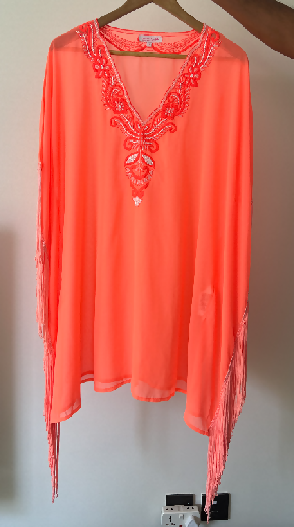 Matthew Williamson Orange Printed Embellished Tunic Top