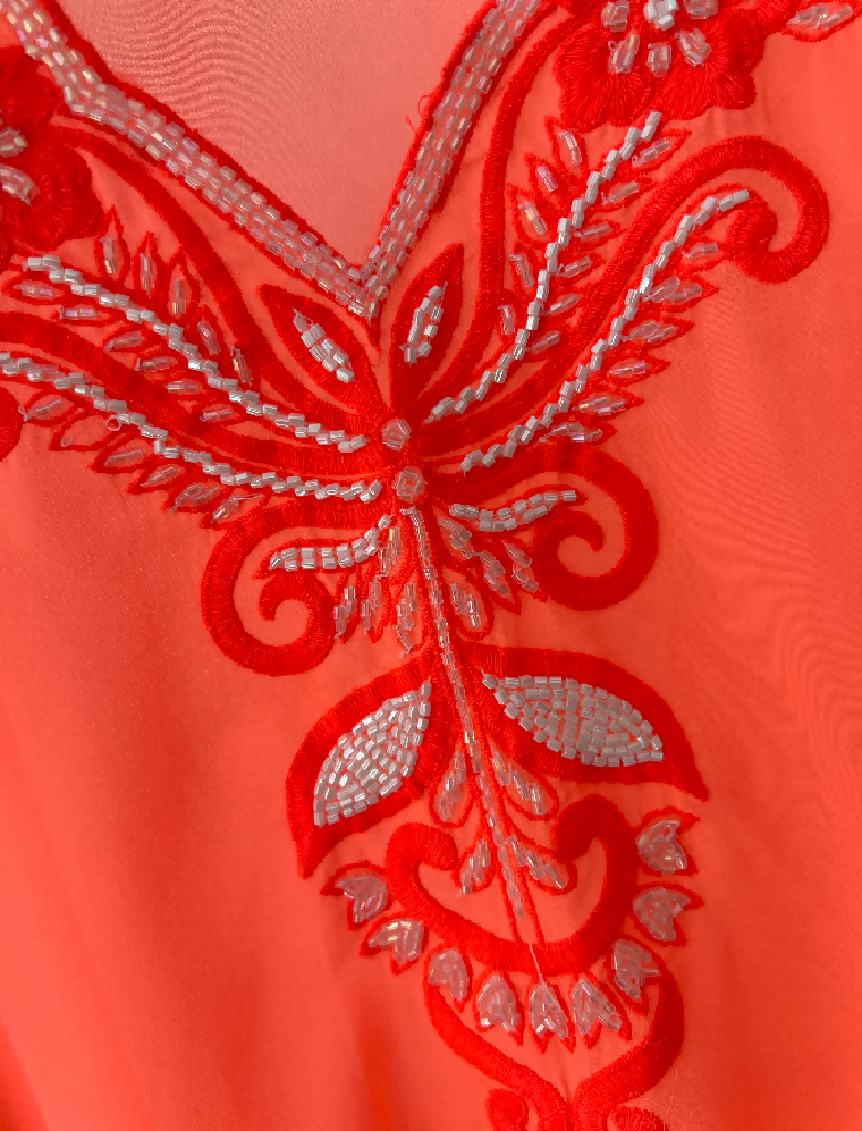 Matthew Williamson Orange Printed Embellished Tunic Top