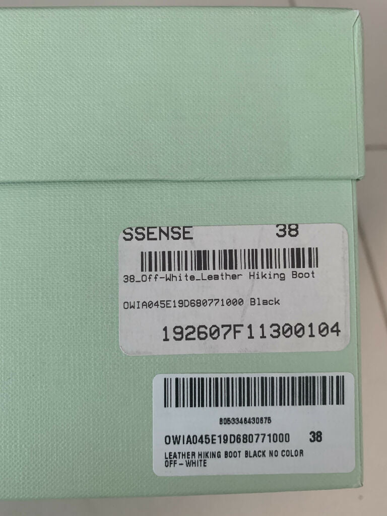 Off-White Off-White Black Leather Hiking Ankle Boots Size 38