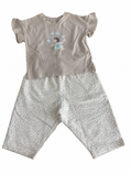 NEXT Ecru Flower Girl Short Sleeve Top and Barrel Trousers Set 9-12months