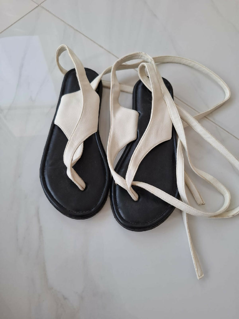 White leather sandals
