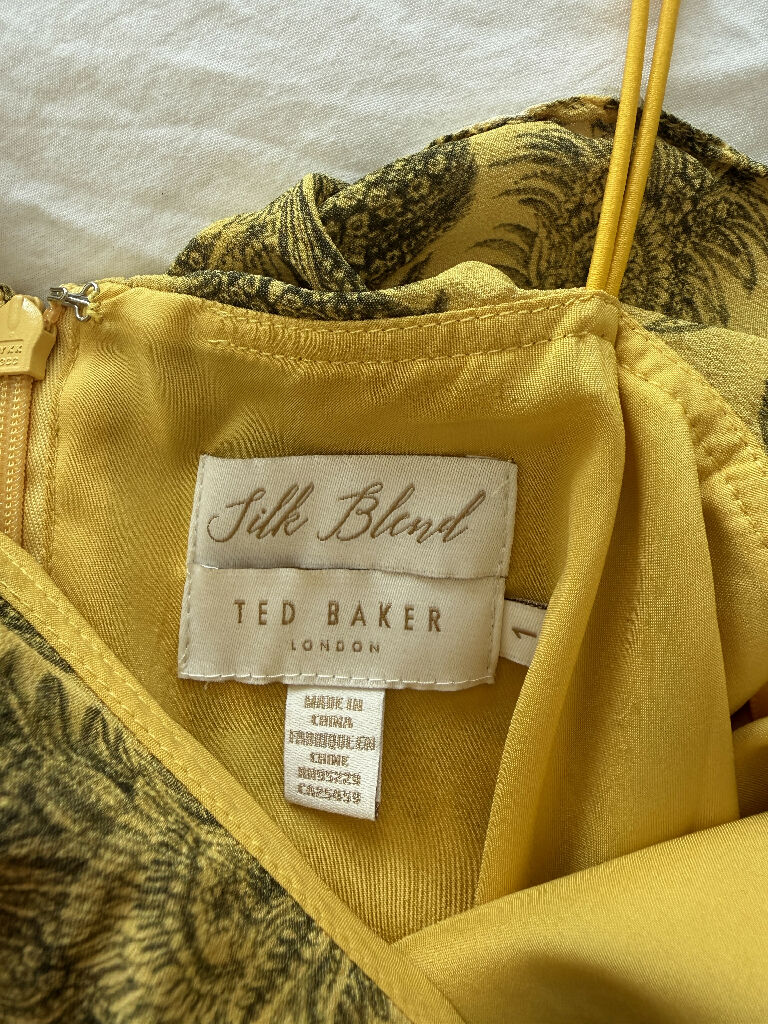 Yellow Floral Ted Baker Midi Dress
