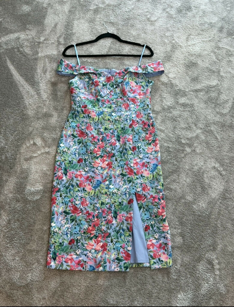 Aidan Mattox floral off shoulder dress size S 8 to 10