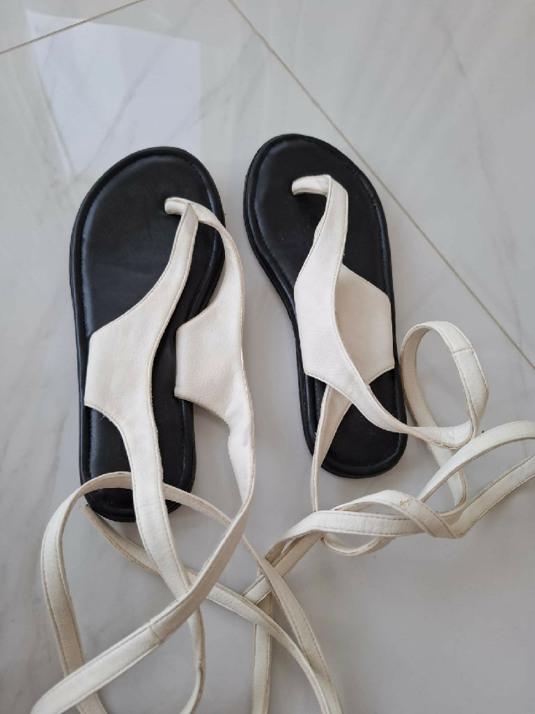 White leather sandals